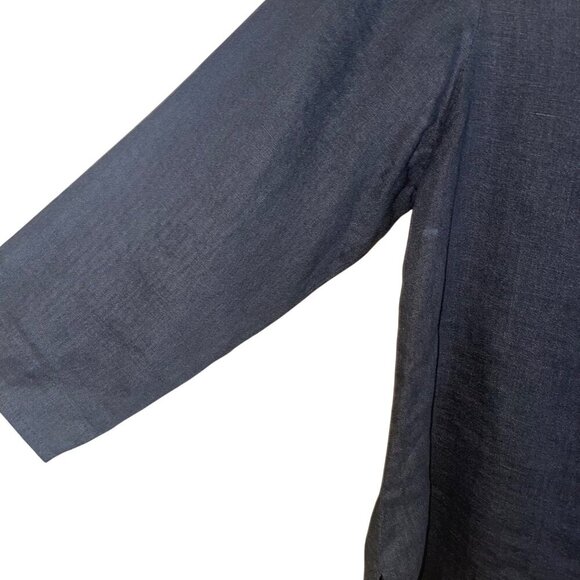 Flax Womens Top Size Small Black V Neck Side Slits Casual Pure Linen Lithuania - Picture 5 of 8